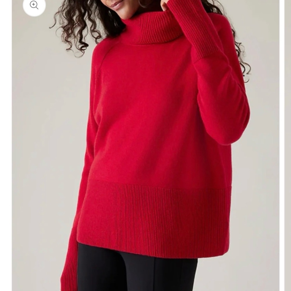 Athleta Wool & Cashmere Bold Red Cowl Neck Sweater
